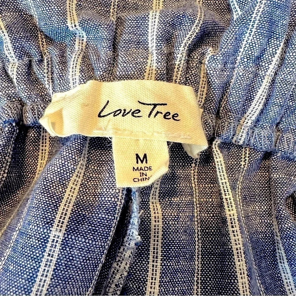 Love Tree High Waist Blue and White Stripe Paper Bag Shorts Size Medium NWOT - Picture 4 of 10